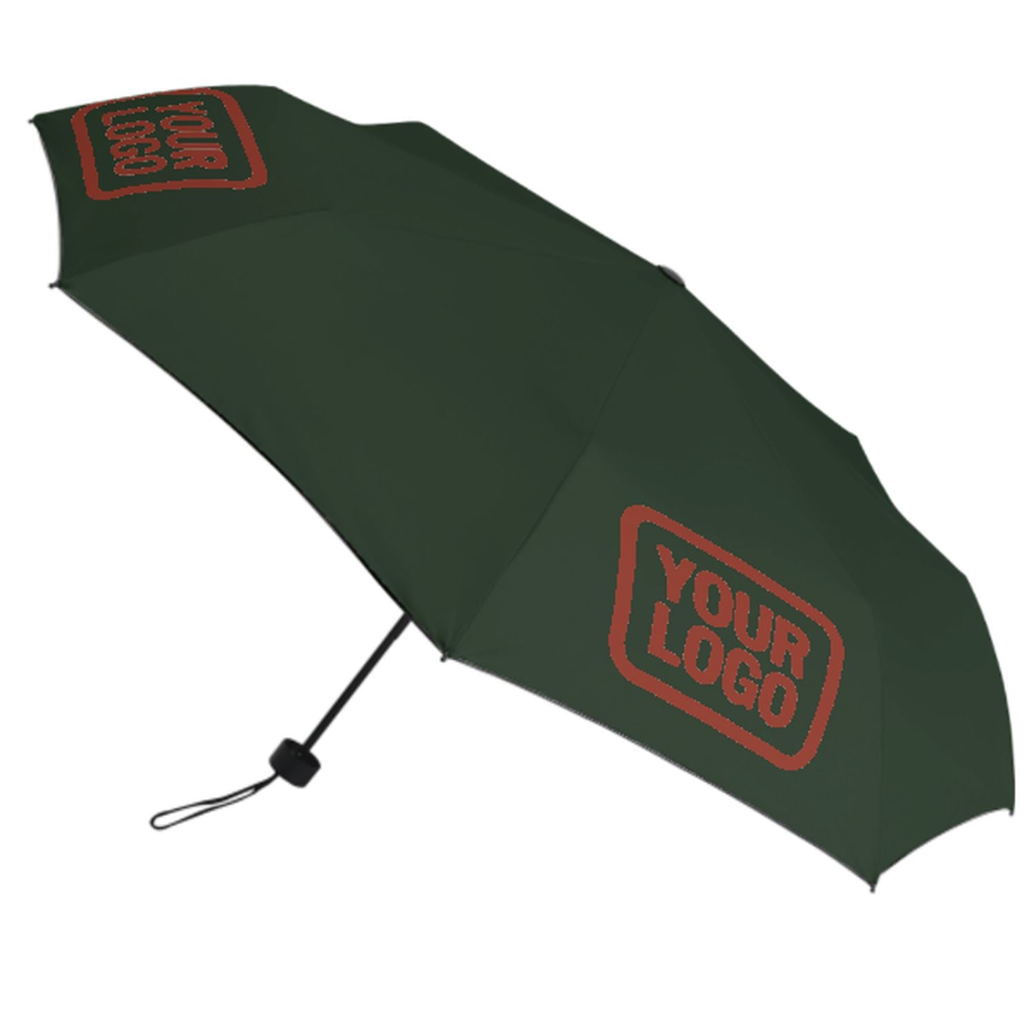 Maßgeschneidertes Tannengrün Korallenrot Automatik-Regenschirm