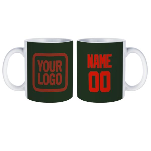 Tazza personalizzata verde abete arancione rossa