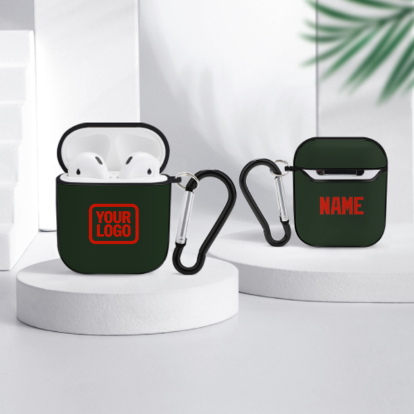 Maßgeschneidertes Tannengrün Orangerot AirPods-Hülle