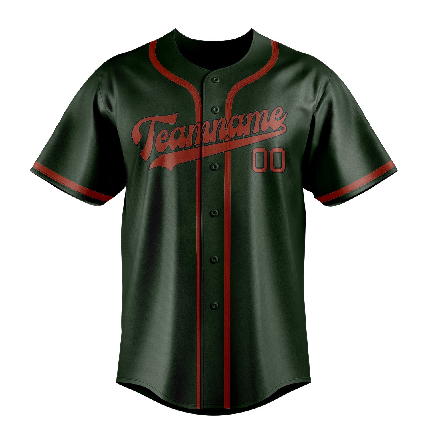 Benutzerdefiniertes Professionelles Tannengrün Korallenrot Baseballtrikot
