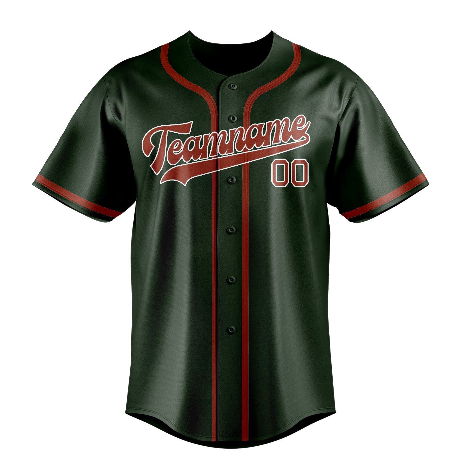 Benutzerdefiniertes Professionelles Tannengrün Korallenrot Baseballtrikot