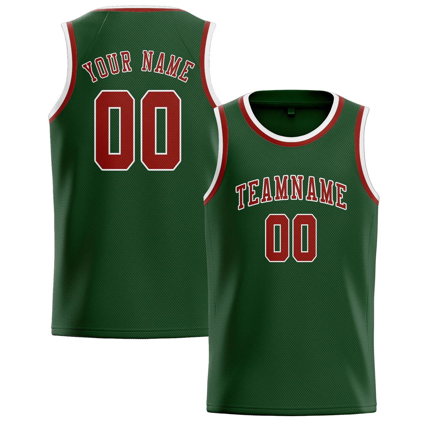 Benutzerdefiniertes Professionelles Tannengrün Korallenrot Basketballtrikot