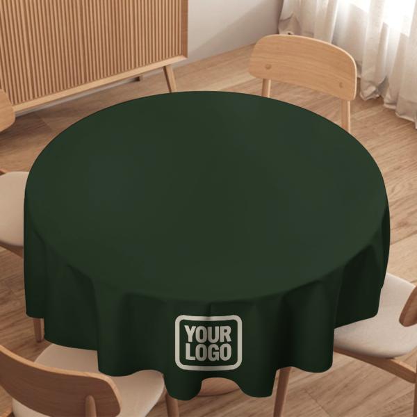 Maßgeschneidertes Tannengrün Beige Runde Tischdecke