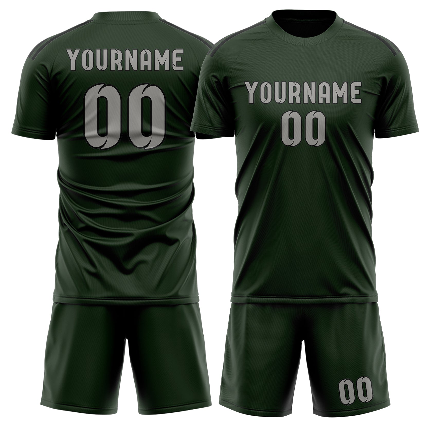 Maßgeschneidertes Professionelles Tannengrün Grau Fußballtrikot-Set