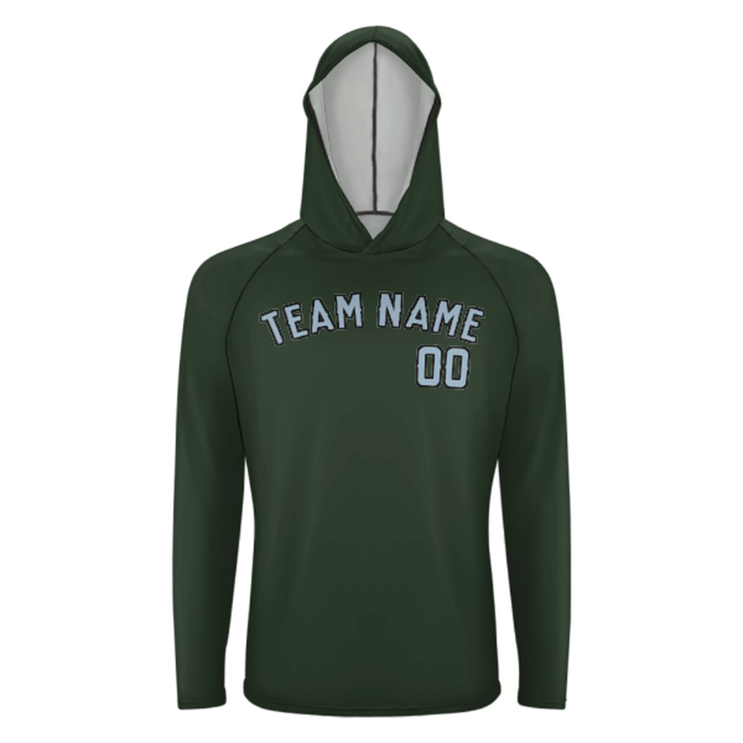 Maßgeschneidertes Tannengrün Hellblau UV-Hoodie