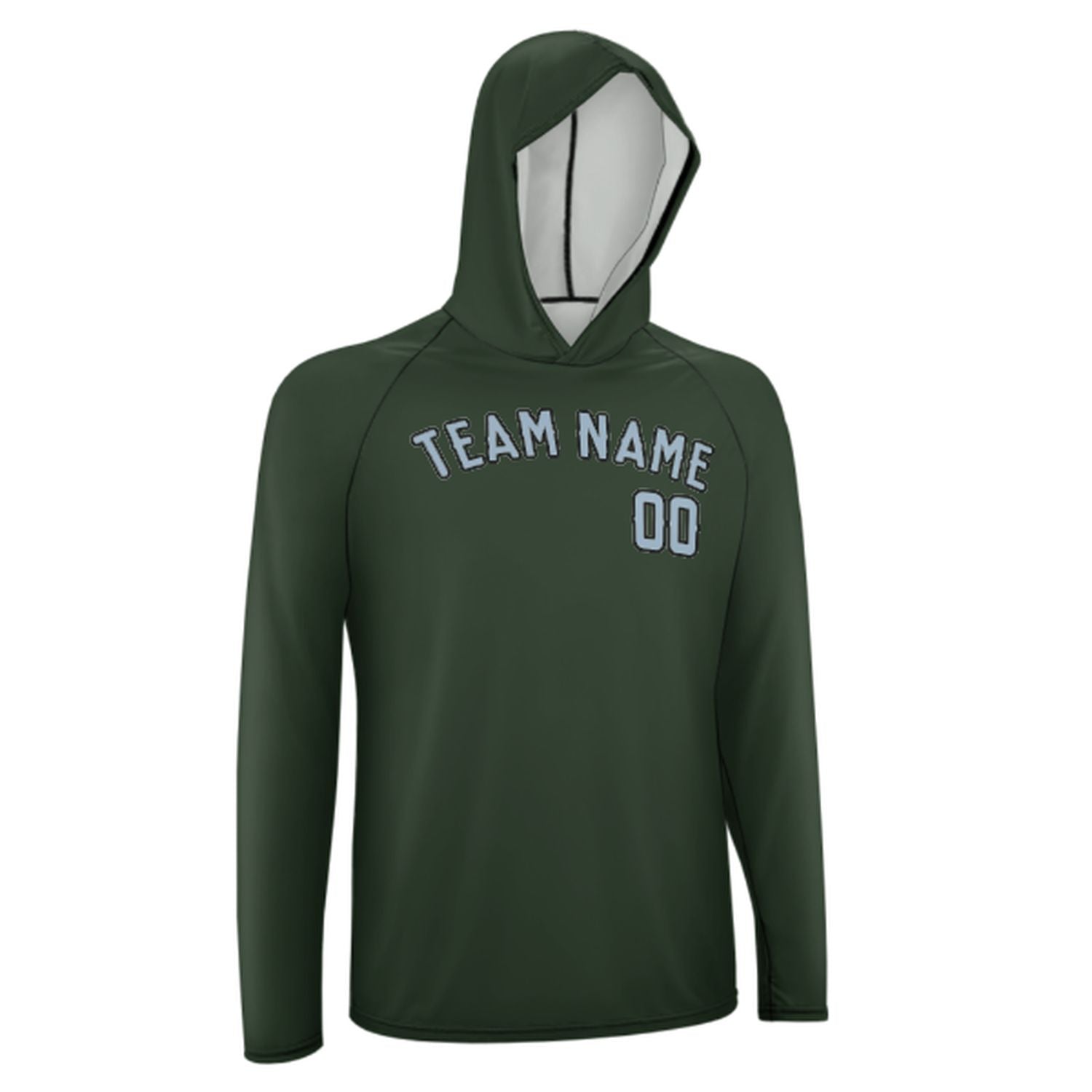 Maßgeschneidertes Tannengrün Hellblau UV-Hoodie