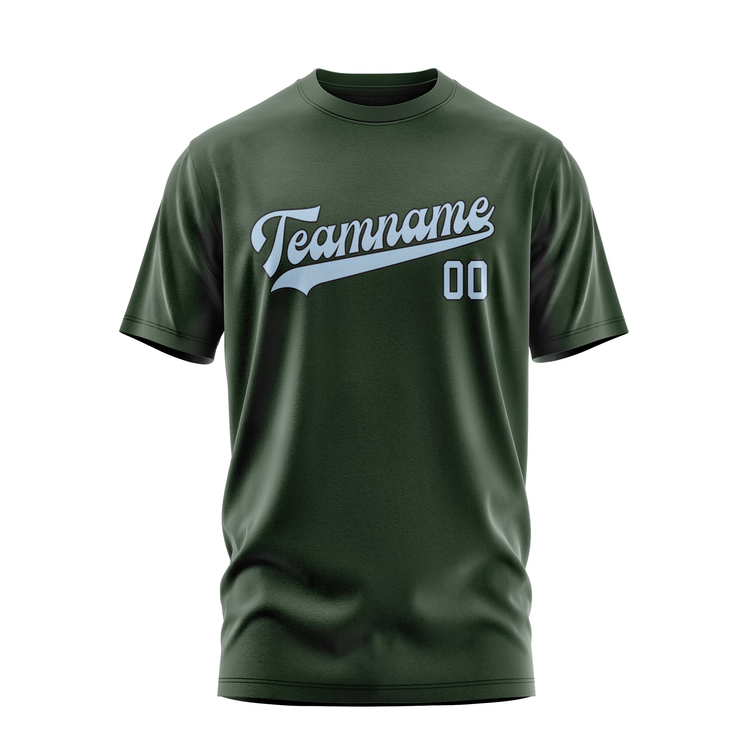 Maßgeschneidertes Tannengrün Hellblau T-Shirt