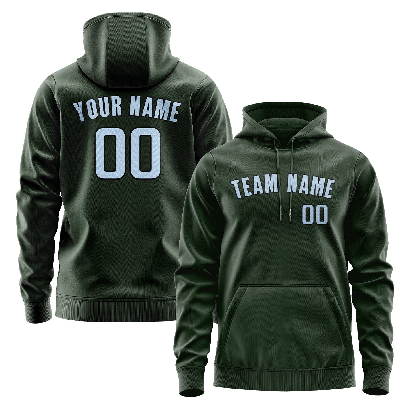 Maßgeschneidertes Tannengrün Hellblau Hoodie