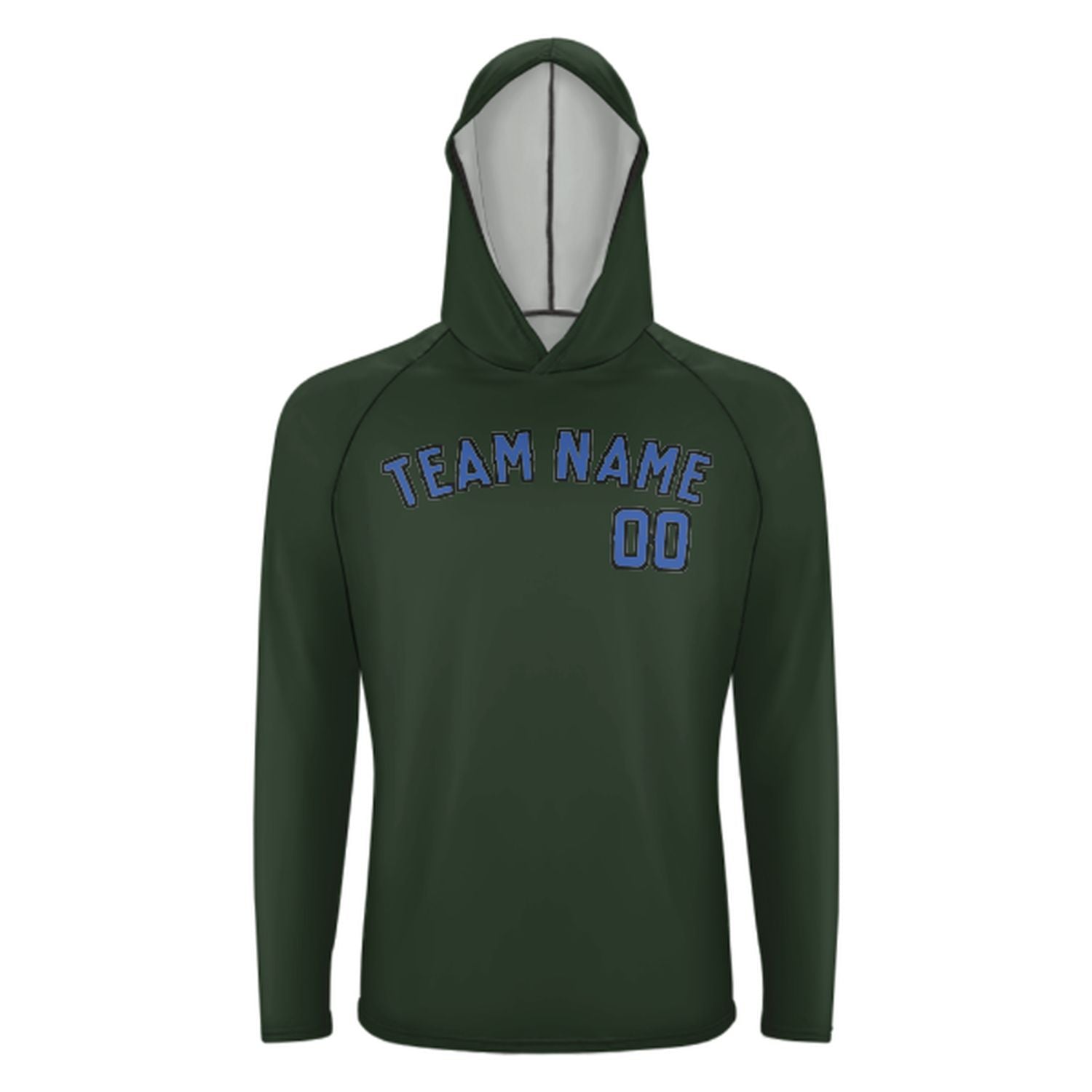 Maßgeschneidertes Tannengrün Himmelblau UV-Hoodie