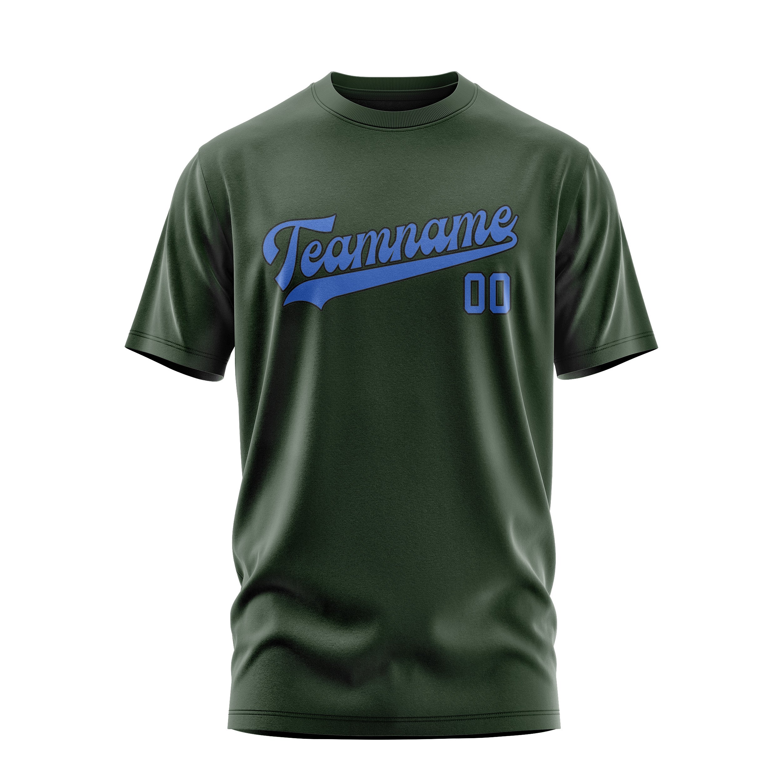 Maßgeschneidertes Tannengrün Himmelblau T-Shirt