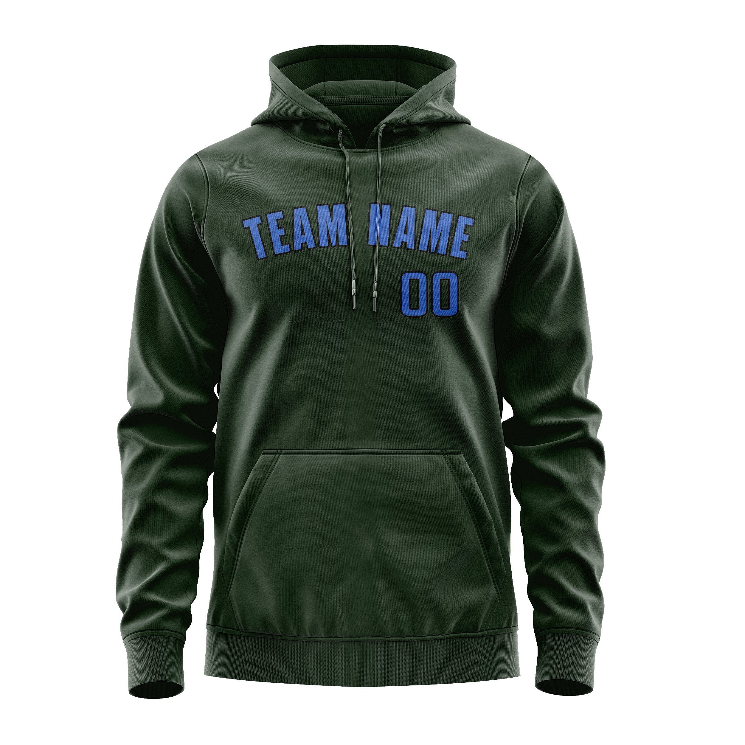 Maßgeschneidertes Tannengrün Himmelblau Hoodie