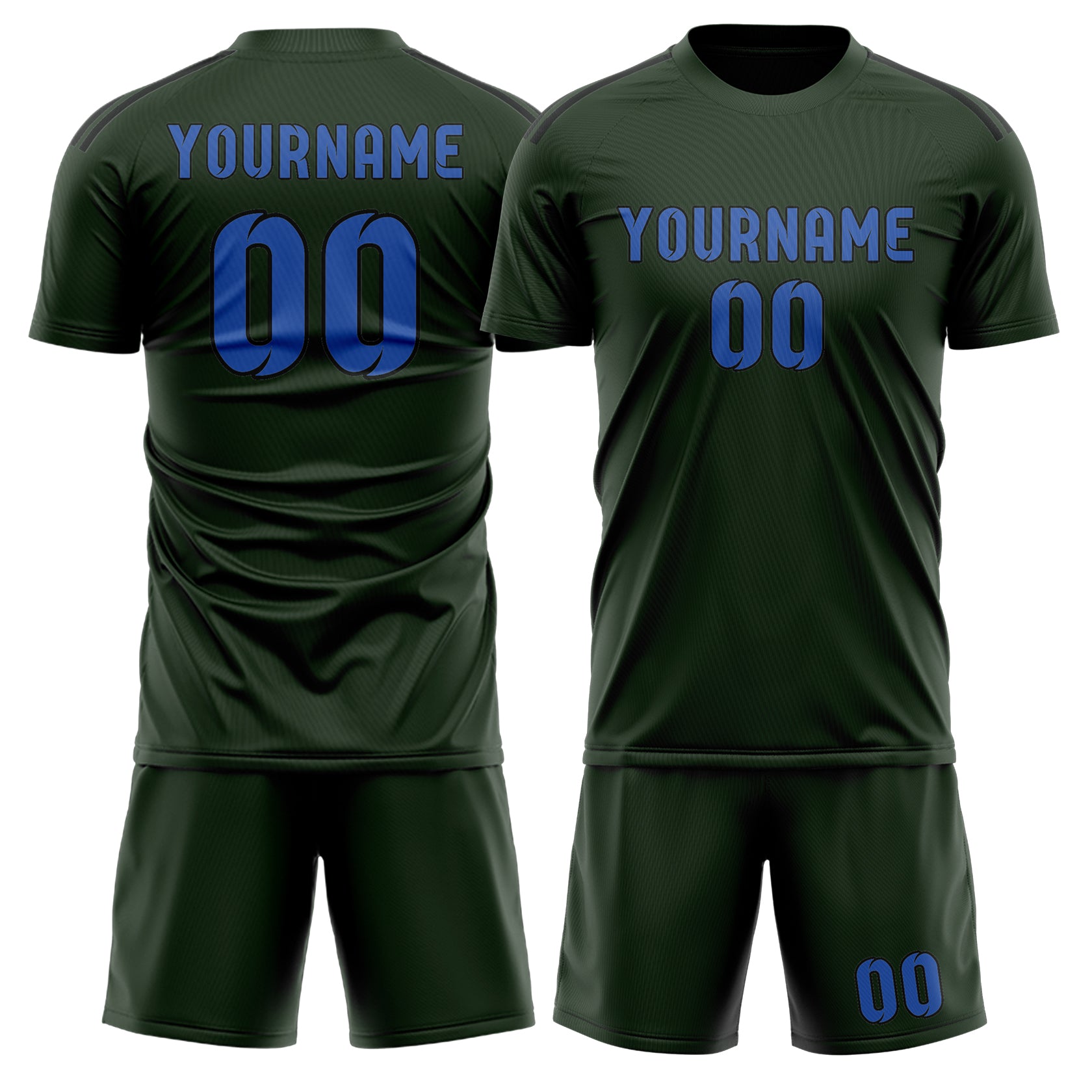 Maßgeschneidertes Professionelles Tannengrün Himmelblau Fußballtrikot-Set