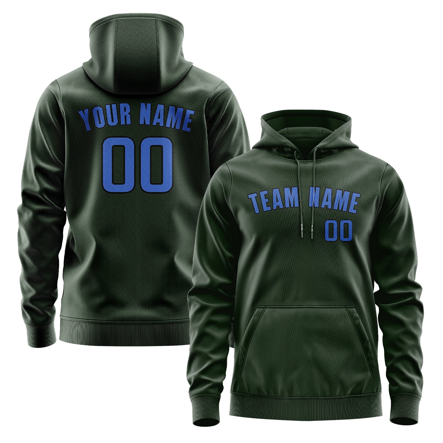 Maßgeschneidertes Tannengrün Himmelblau Hoodie