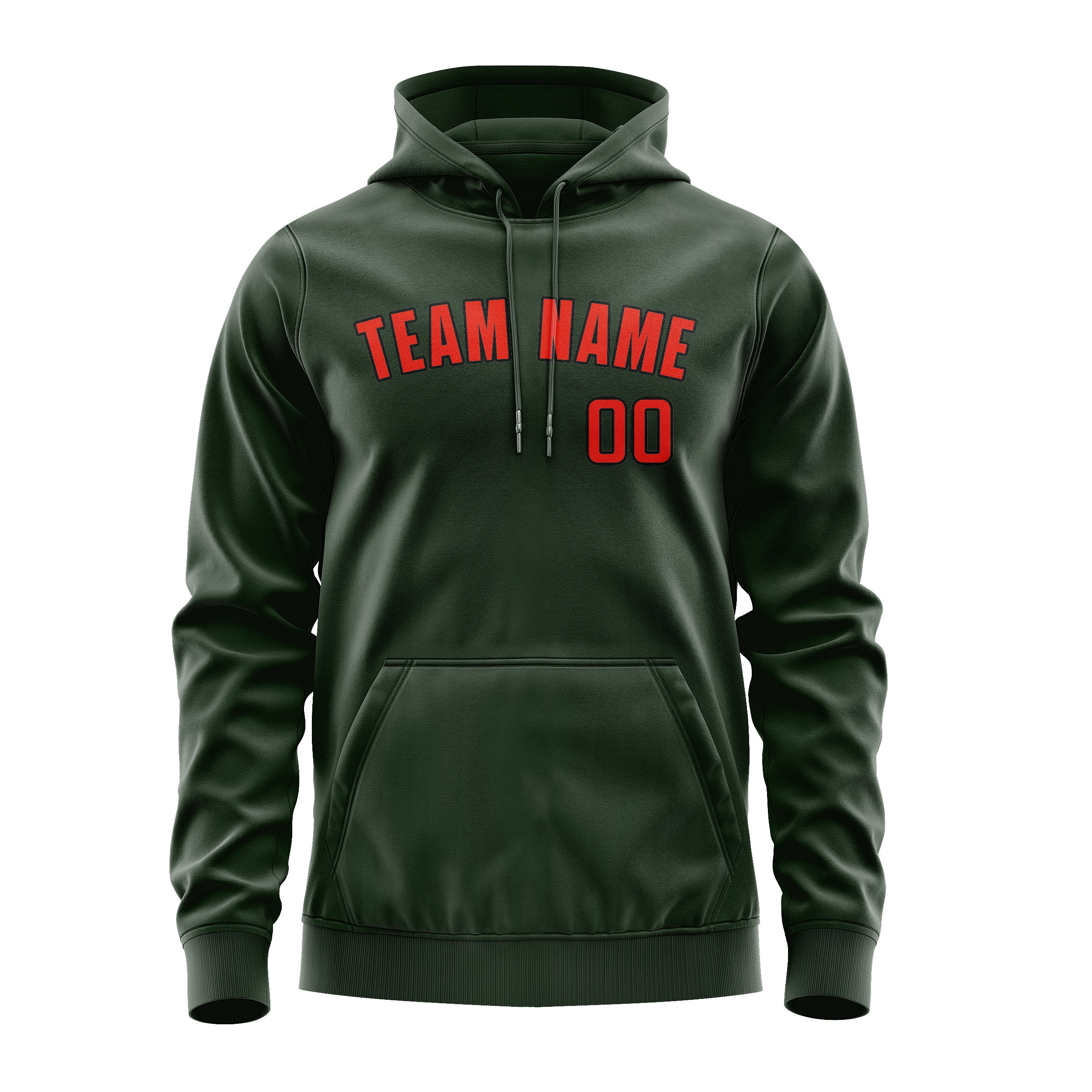 Maßgeschneidertes Tannengrün Orangerot Hoodie
