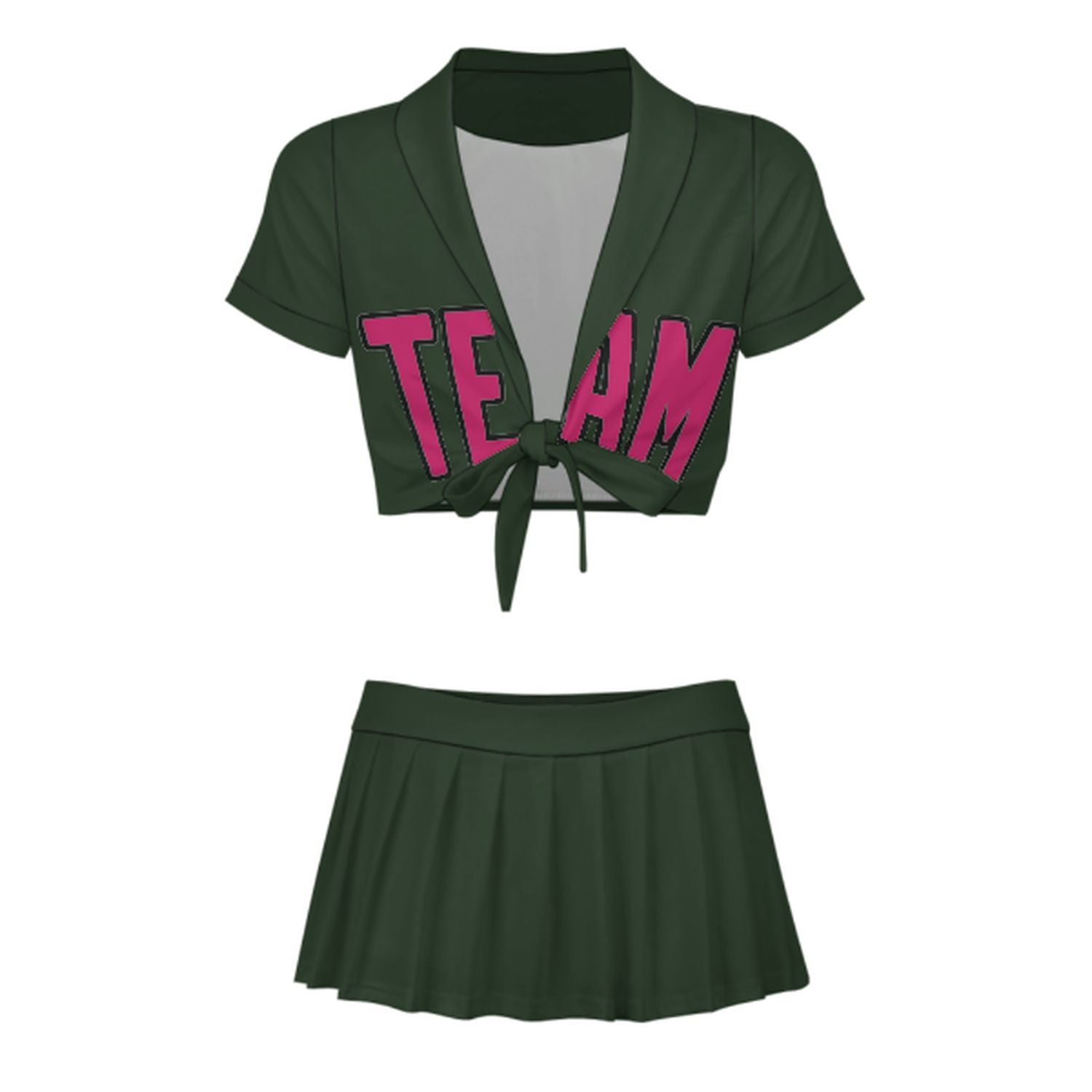 Maßgeschneidertes Tannengrün Rosarot Cheerleader Outfit Set