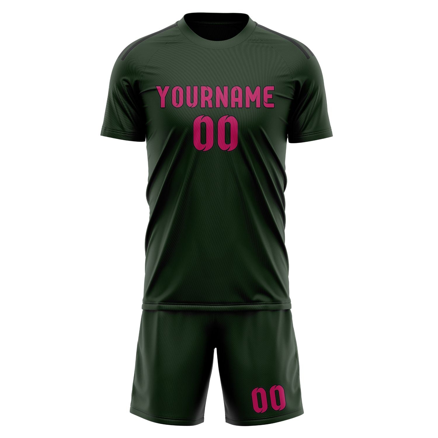 Maßgeschneidertes Professionelles Tannengrün Rosarot Fußballtrikot-Set