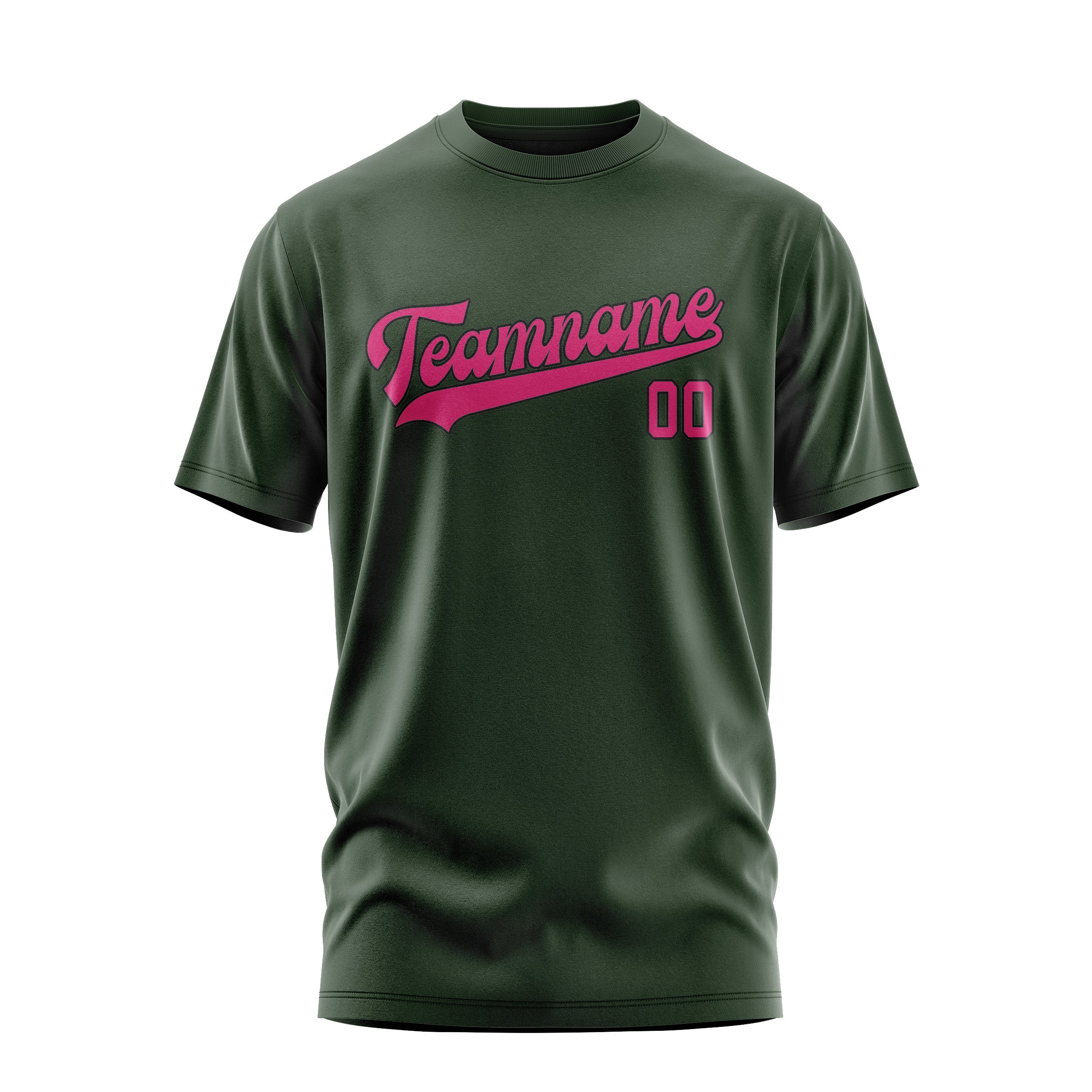 Maßgeschneidertes Tannengrün Rosarot T-Shirt
