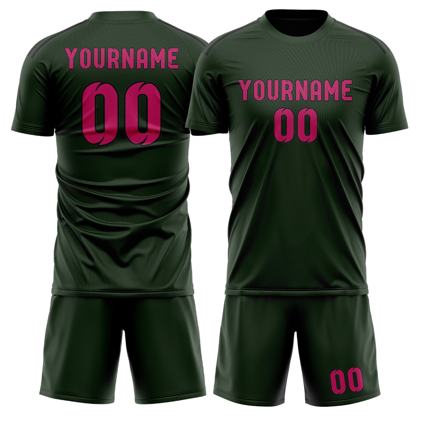 Maßgeschneidertes Professionelles Tannengrün Rosarot Fußballtrikot-Set