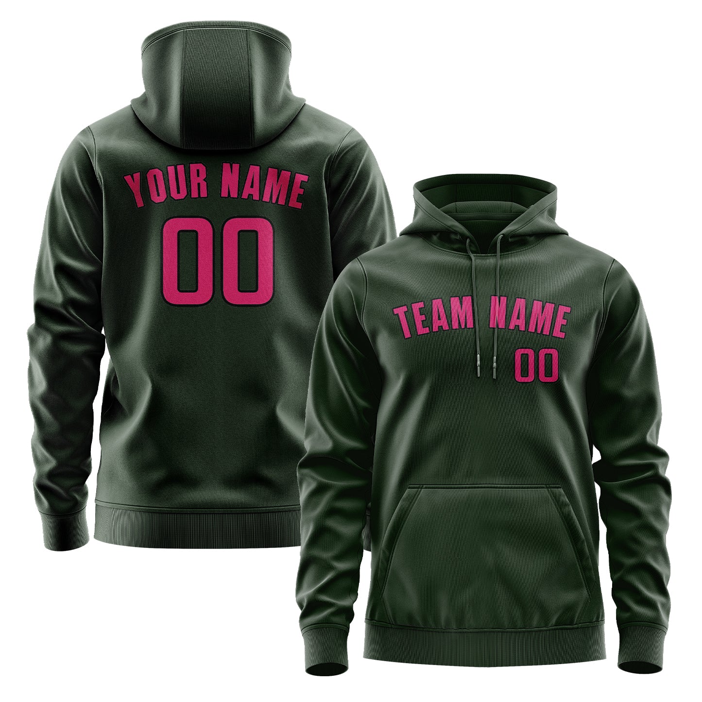 Maßgeschneidertes Tannengrün Rosarot Hoodie
