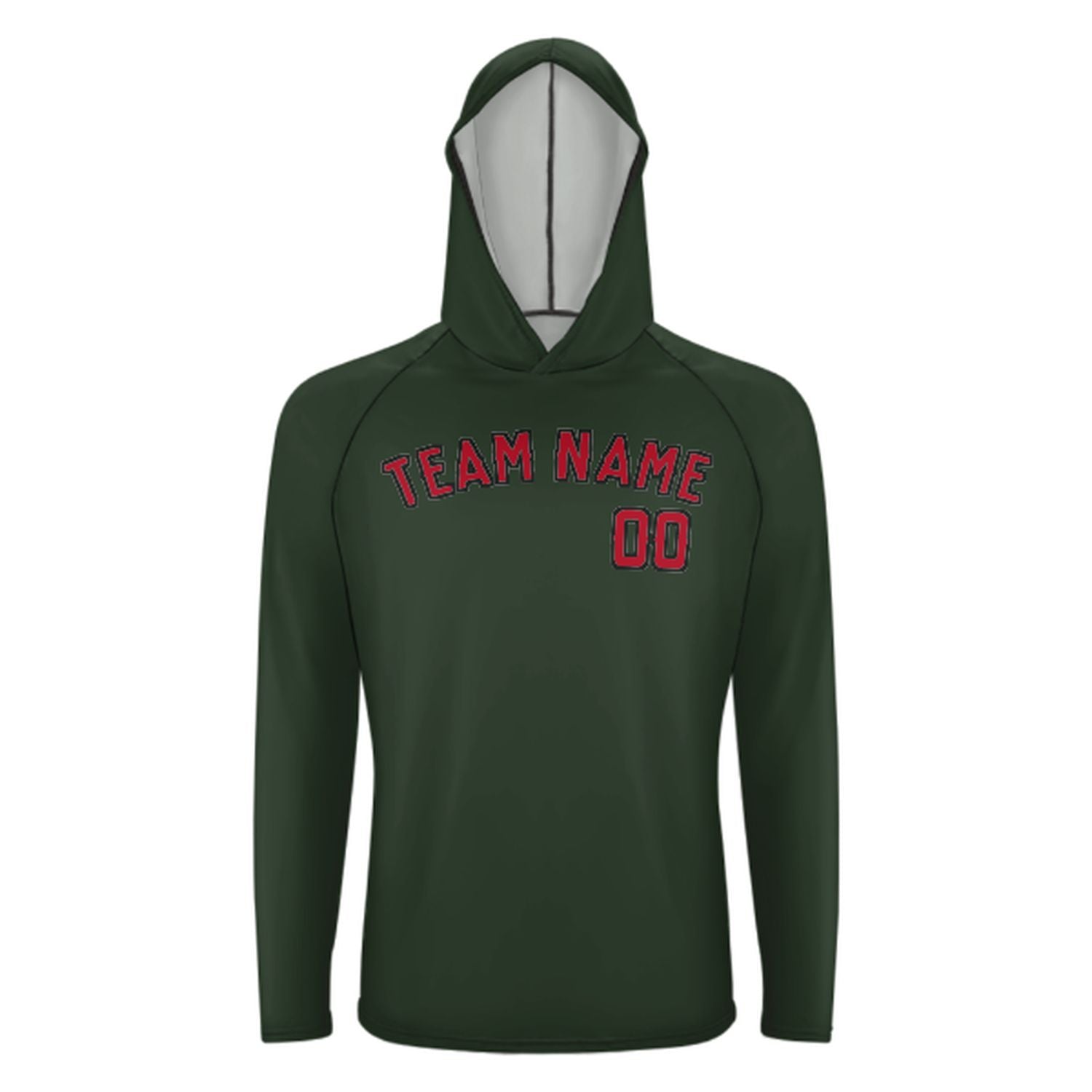 Maßgeschneidertes Tannengrün Rot UV-Hoodie