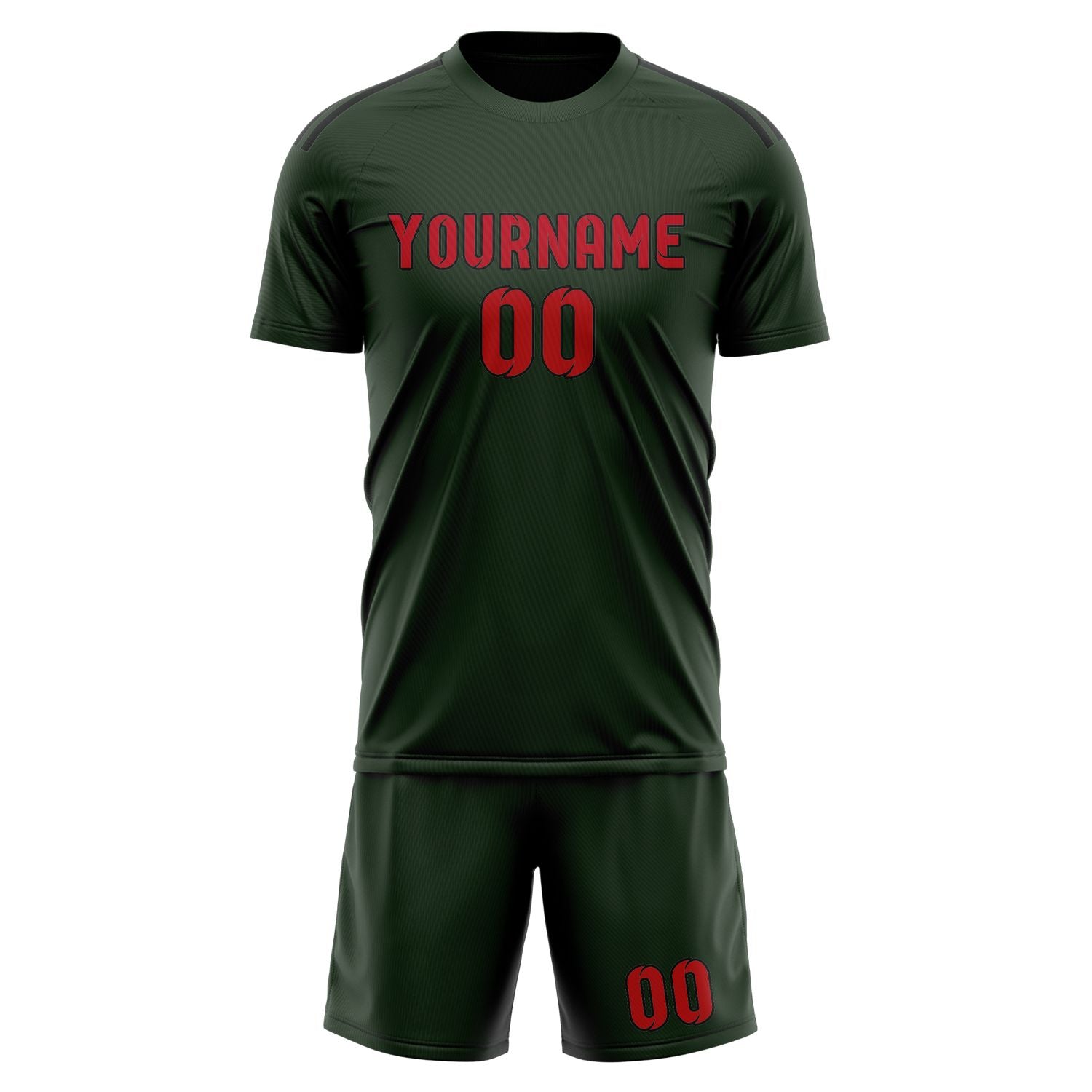Maßgeschneidertes Professionelles Tannengrün Rot Fußballtrikot-Set
