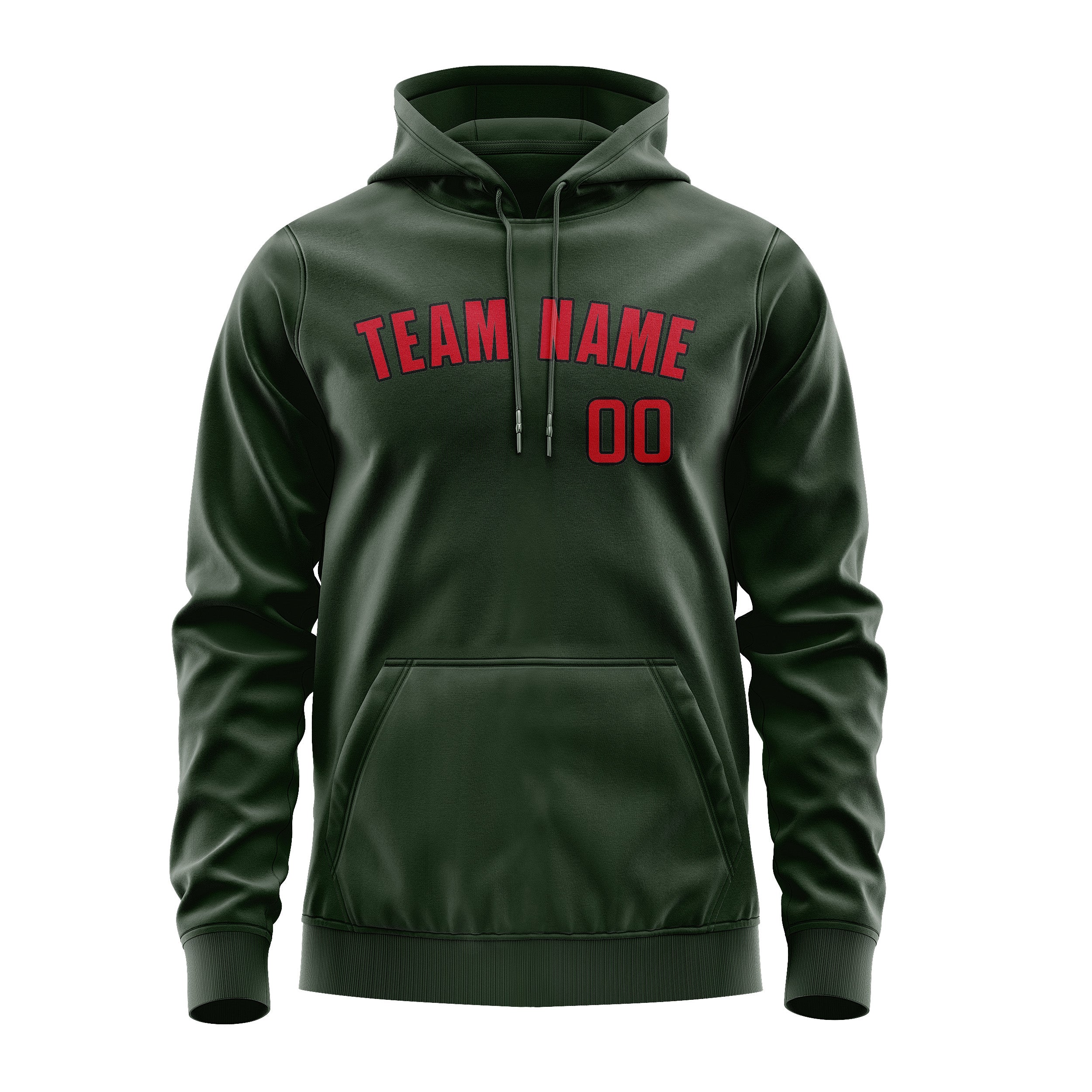 Maßgeschneidertes Tannengrün Rot Hoodie