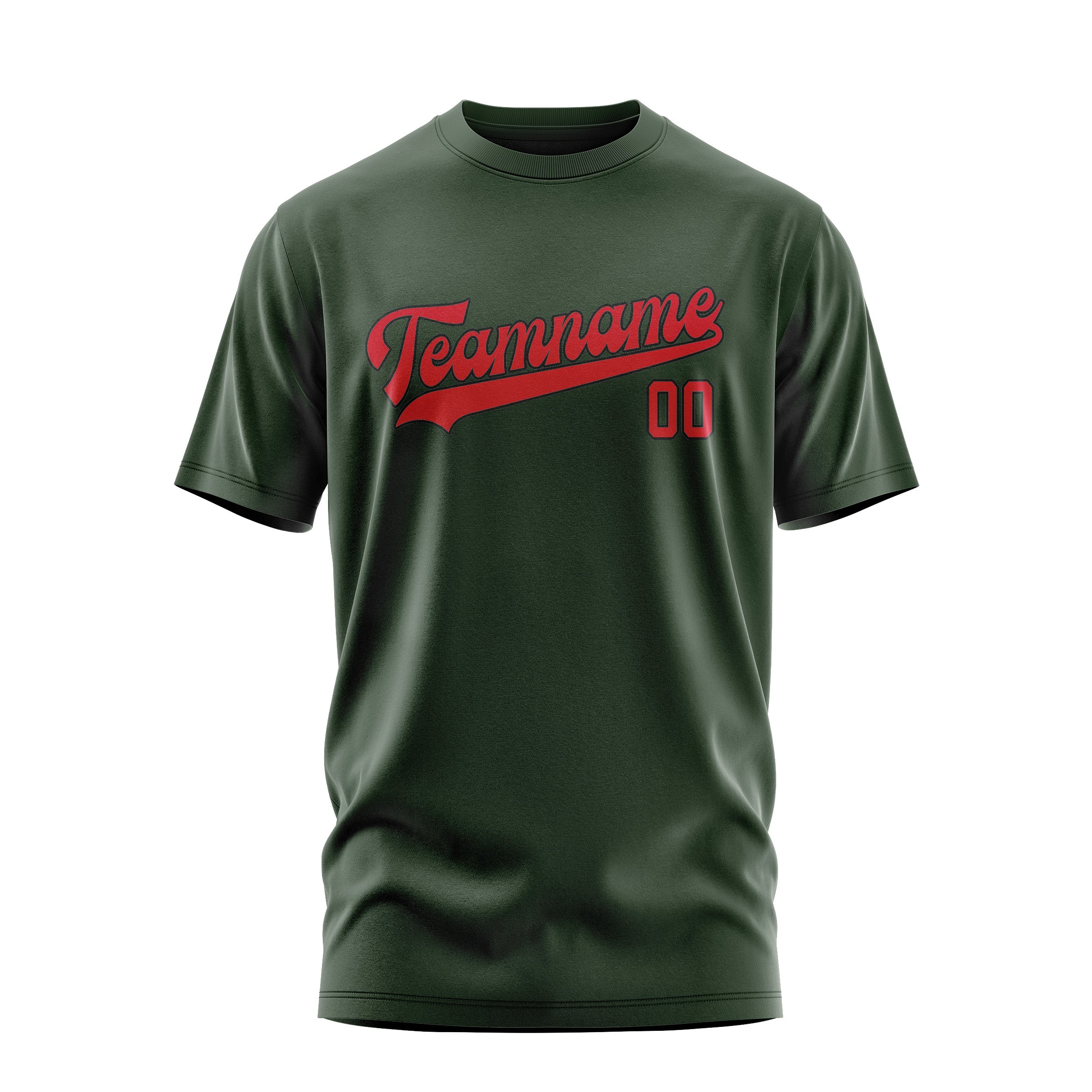 Maßgeschneidertes Tannengrün Rot T-Shirt