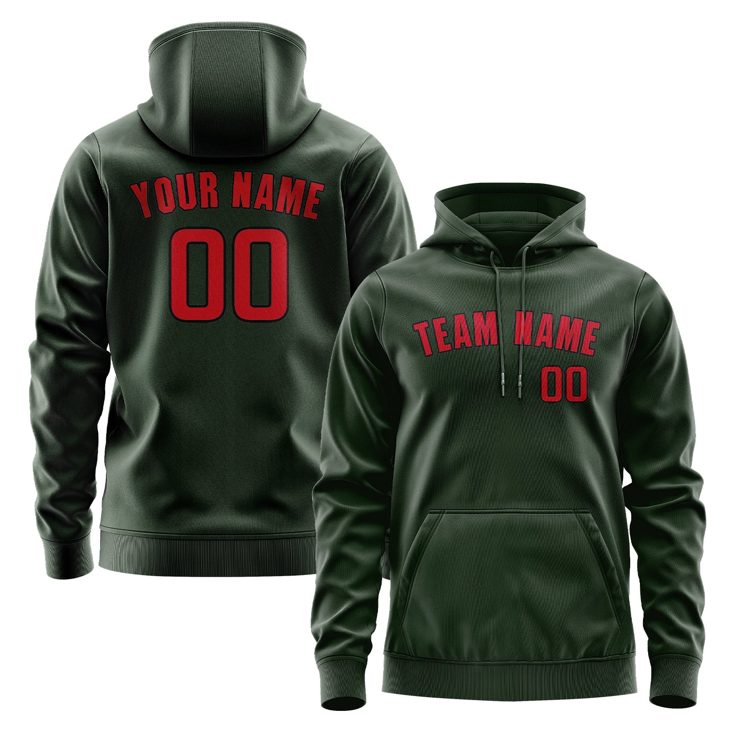 Maßgeschneidertes Tannengrün Rot Hoodie