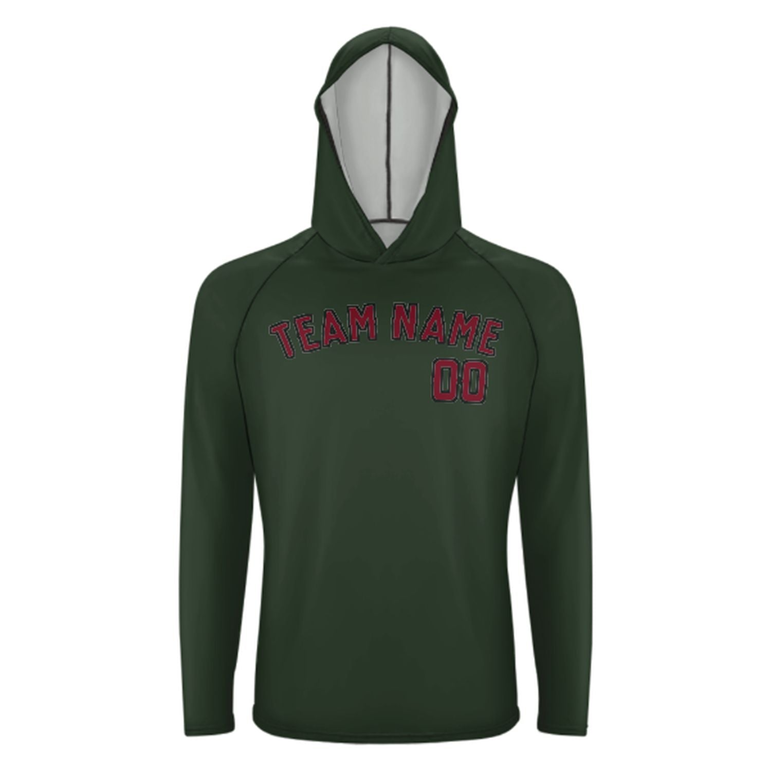 Maßgeschneidertes Tannengrün Karmesinrot UV-Hoodie
