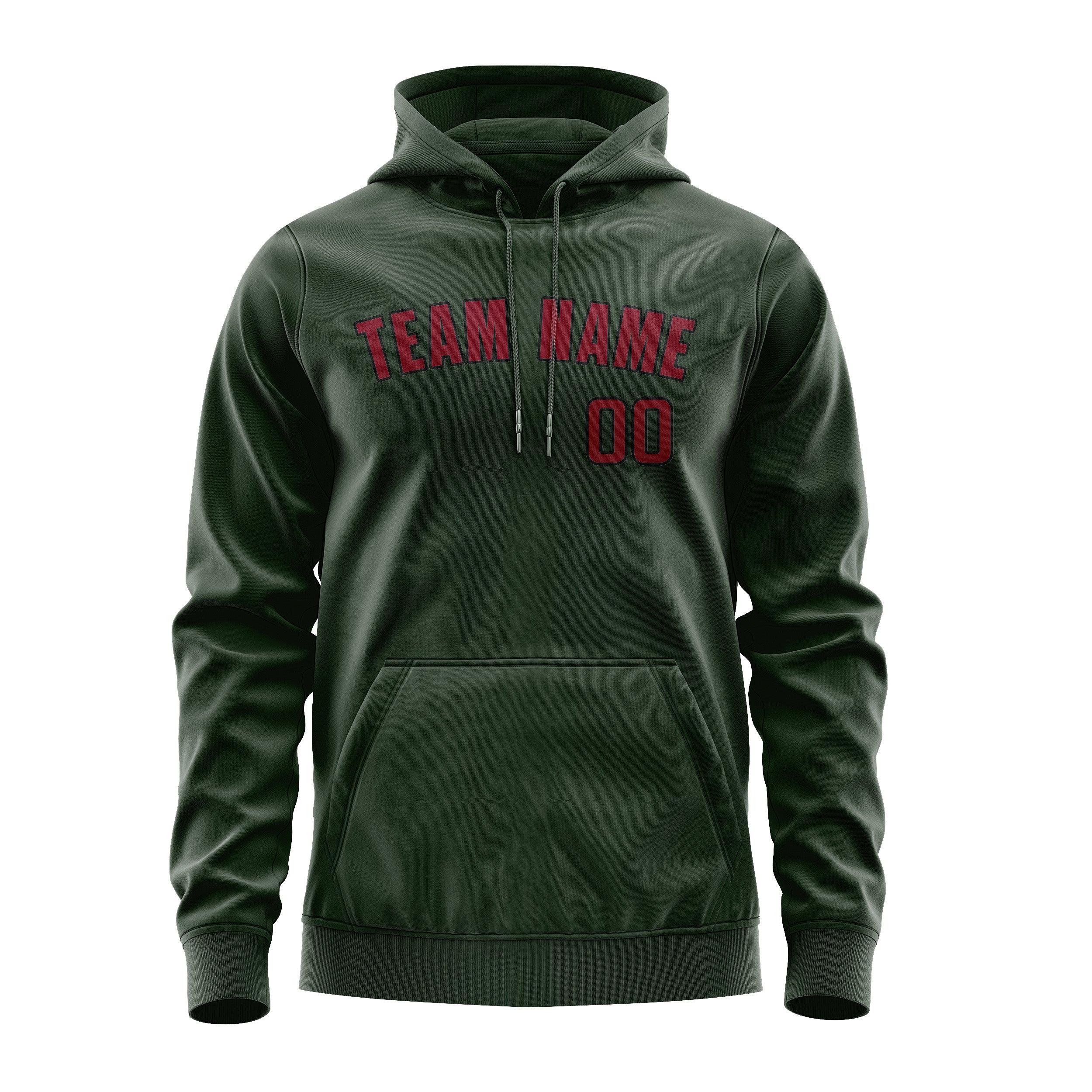 Maßgeschneidertes Tannengrün Karmesinrot Hoodie