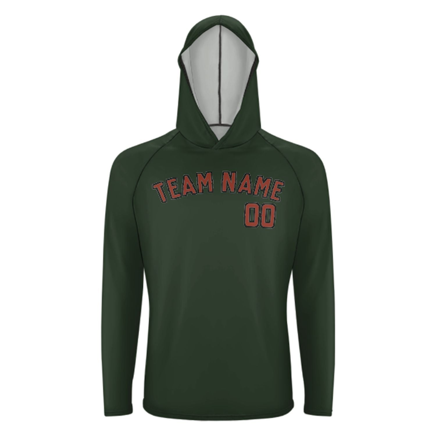Maßgeschneidertes Tannengrün Korallenrot UV-Hoodie