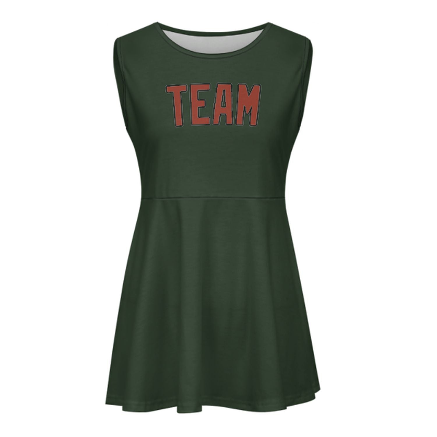 Abito da cheerleader rosso corallo verde pino su misura