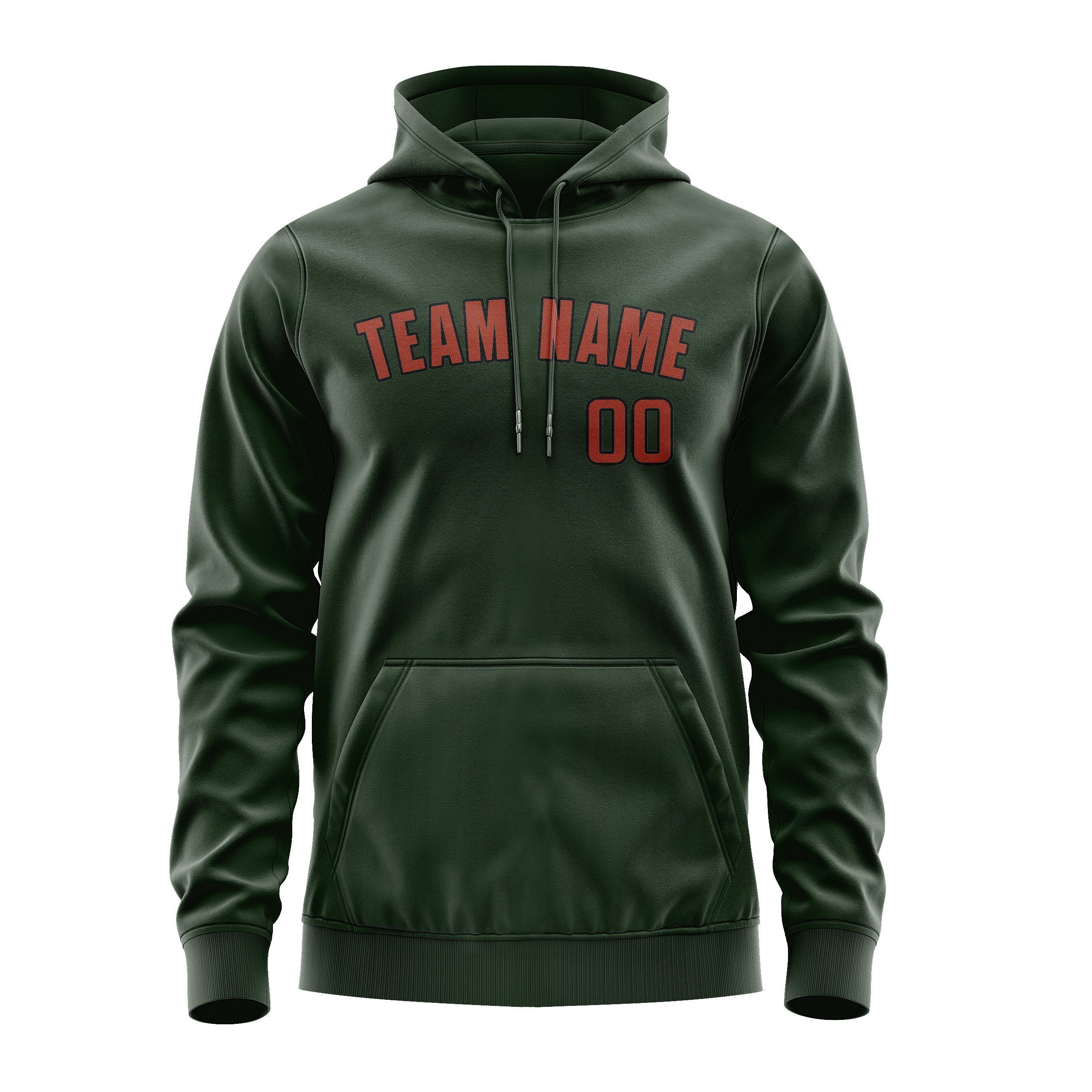 Maßgeschneidertes Tannengrün Korallenrot Hoodie