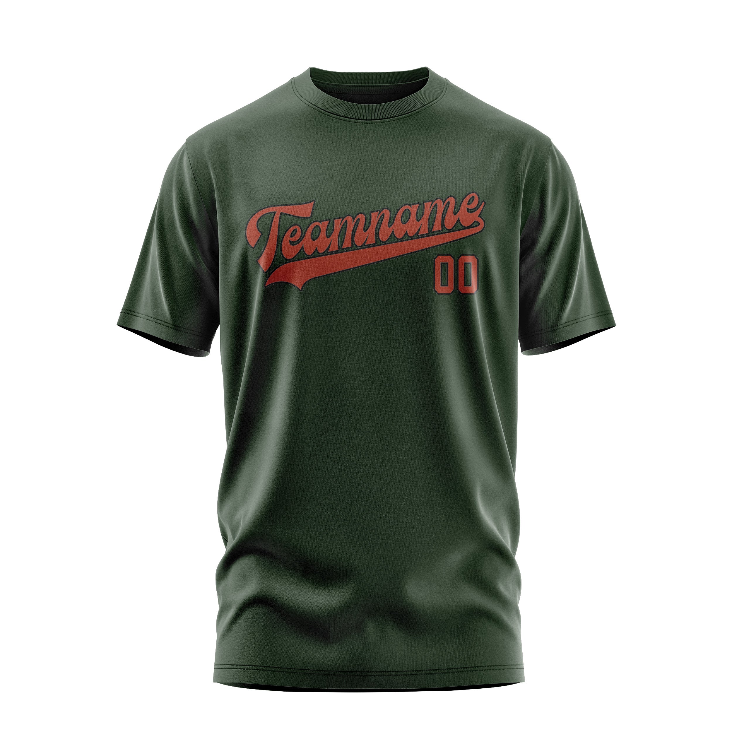 Maßgeschneidertes Tannengrün Korallenrot T-Shirt