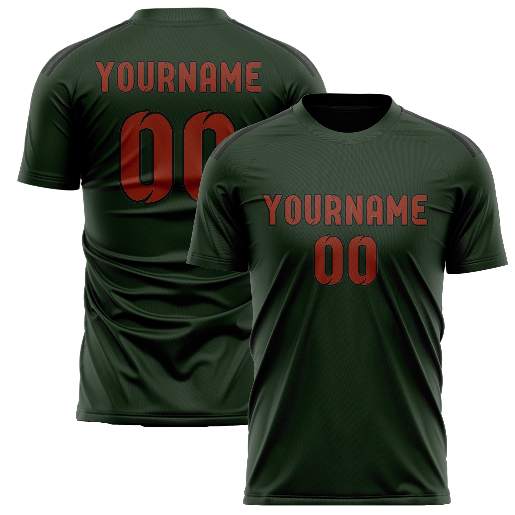 Benutzerdefiniertes Professionelles Tannengrün Korallenrot Fußballtrikot