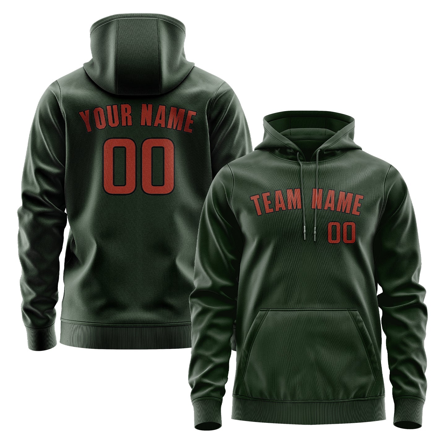 Maßgeschneidertes Tannengrün Korallenrot Hoodie