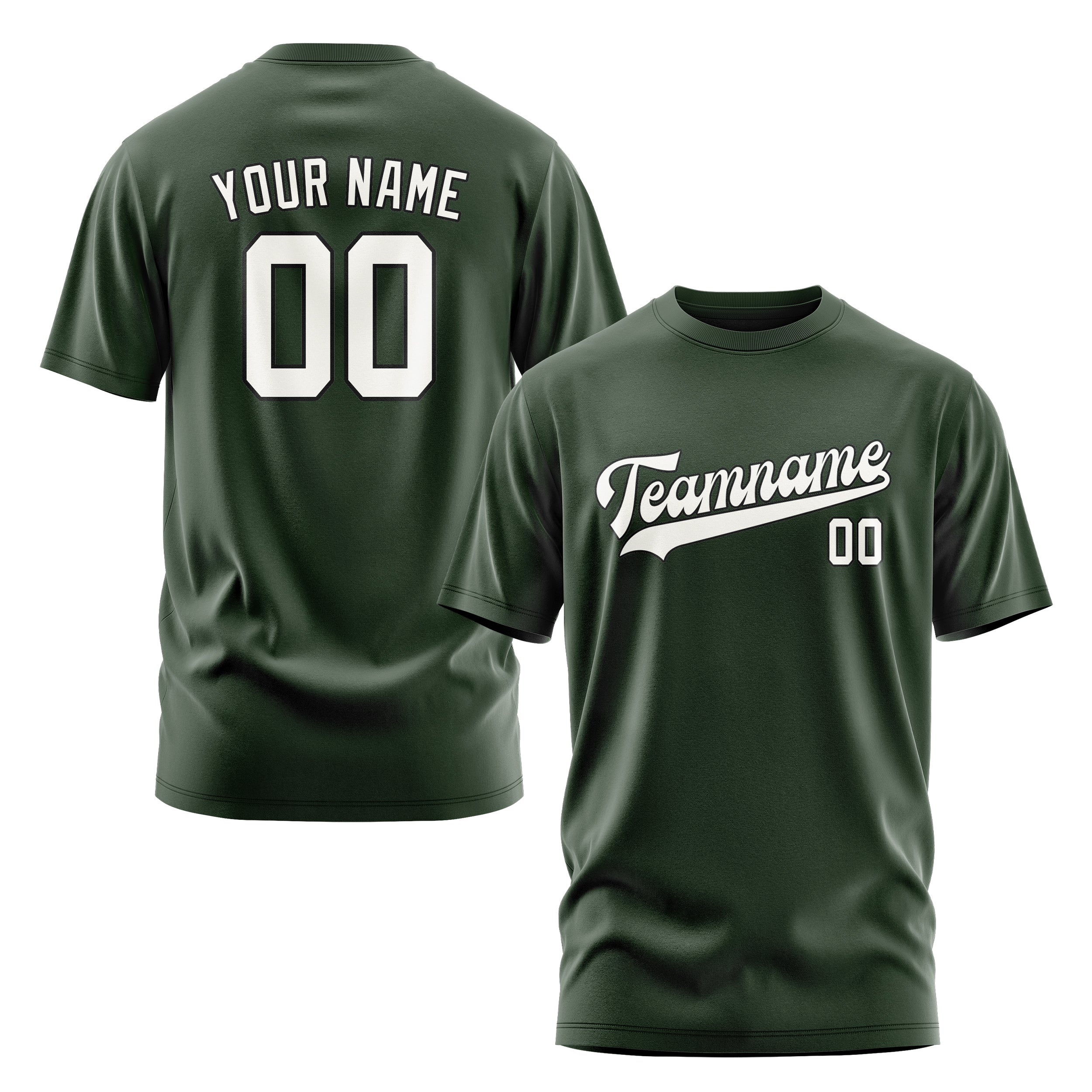 Maßgeschneidertes Tannengrün Weiß T-Shirt