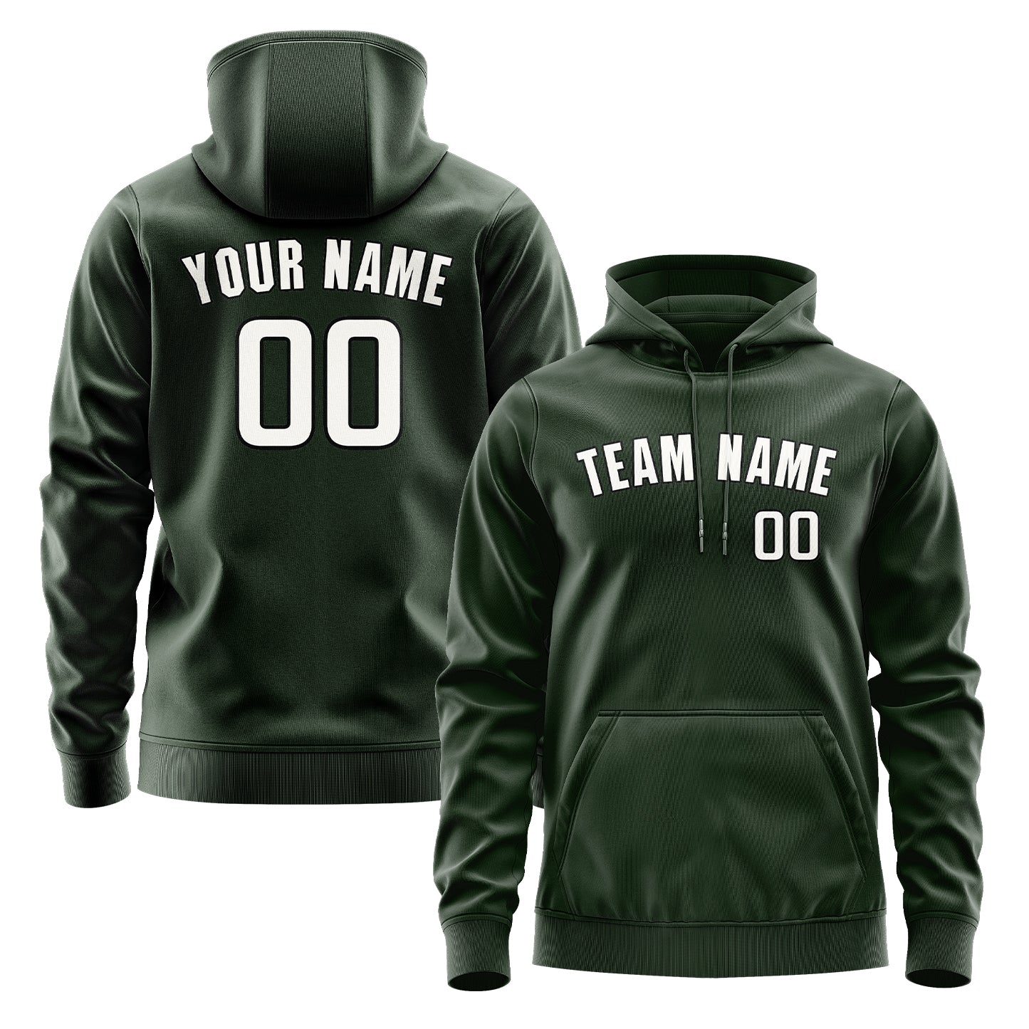 Maßgeschneidertes Tannengrün Weiß Hoodie