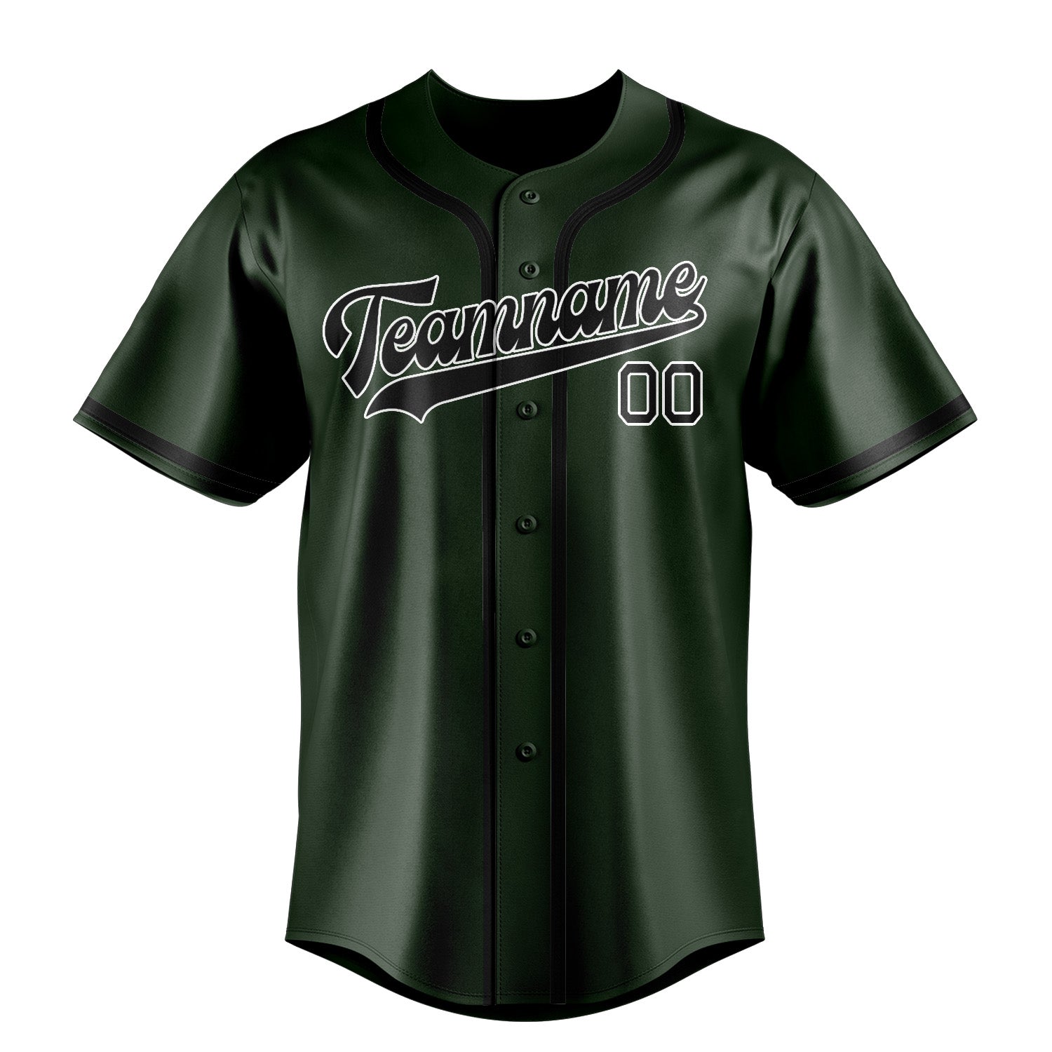 Benutzerdefiniertes Professionelles Tannengrün Schwarz Baseballtrikot