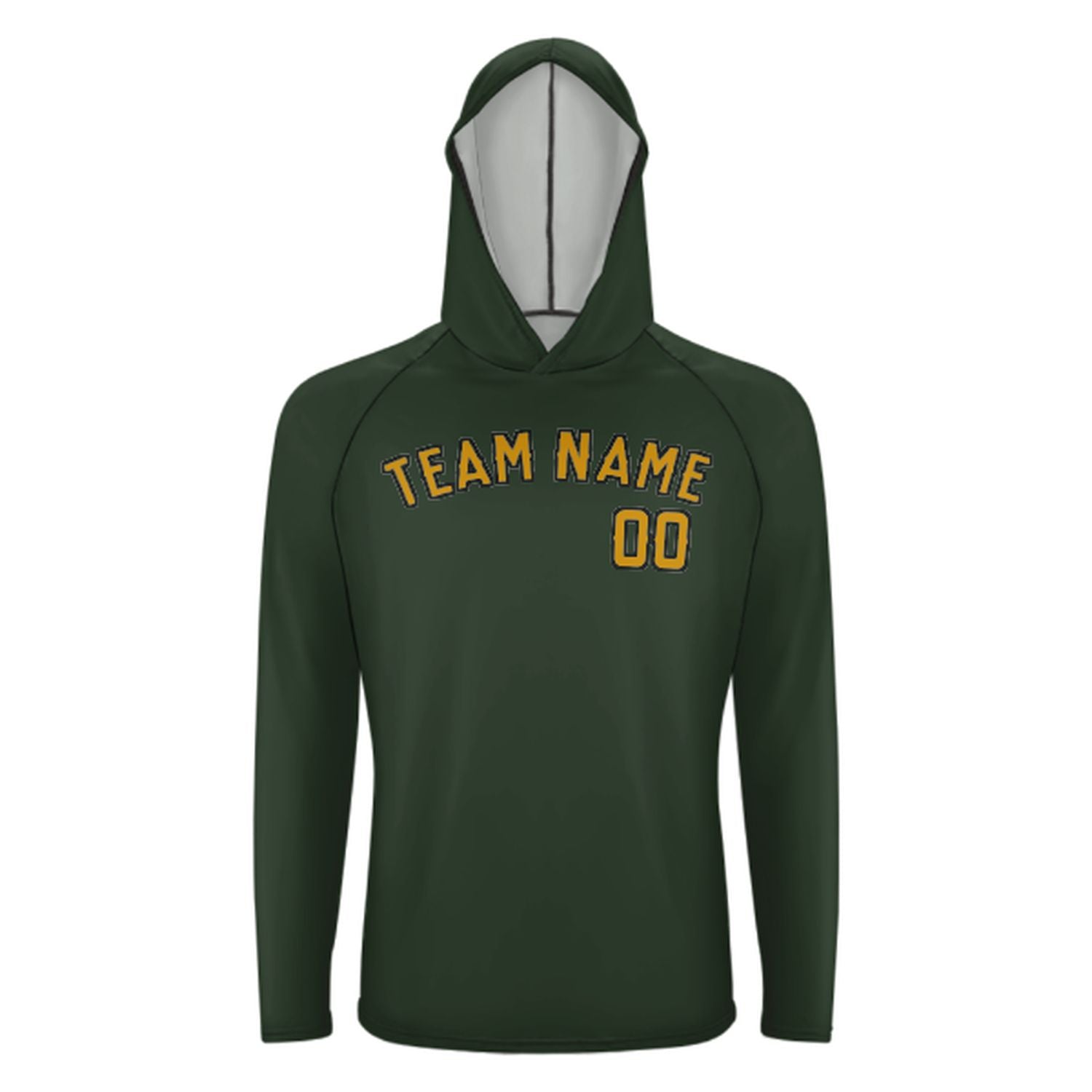 Maßgeschneidertes Tannengrün Gelb UV-Hoodie