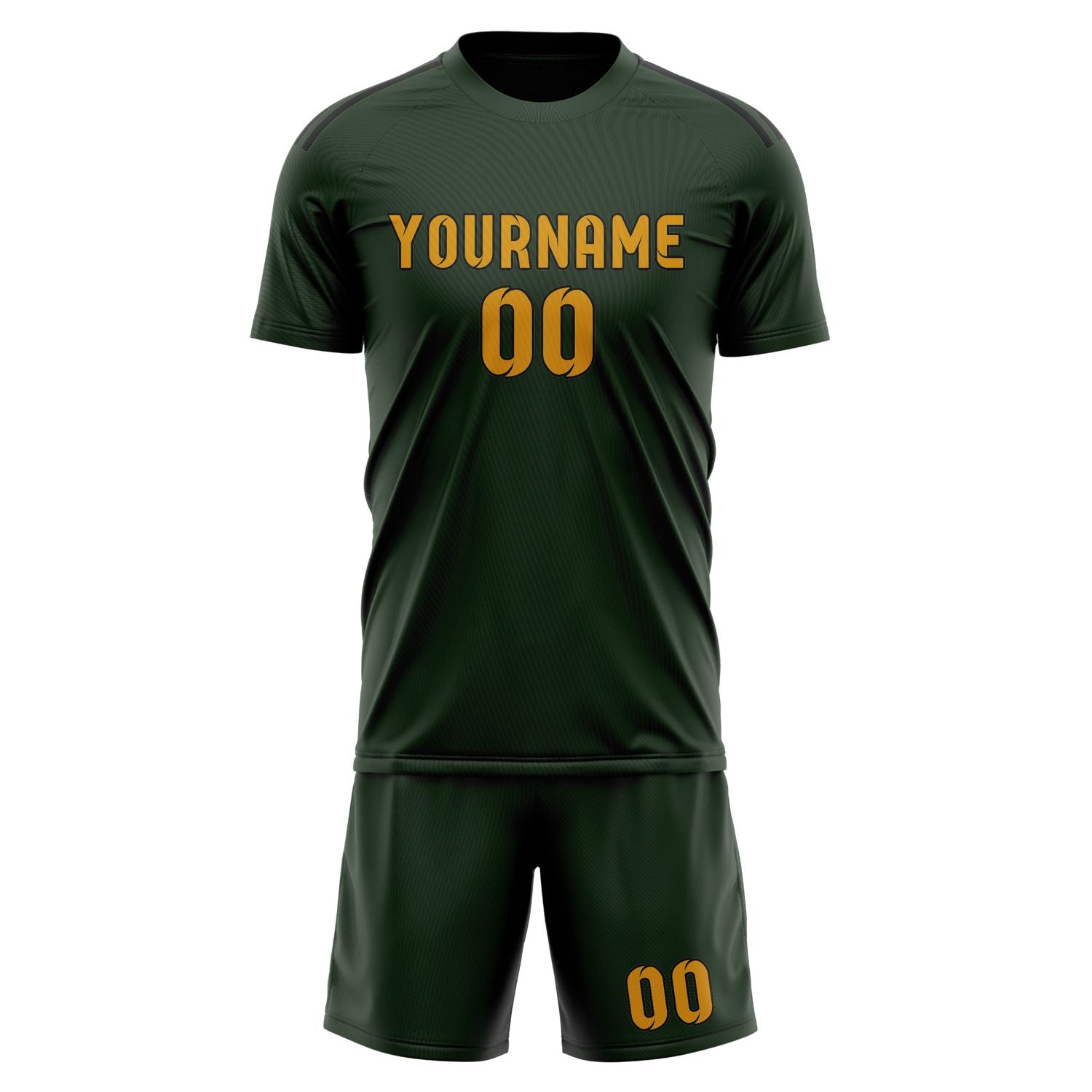 Maßgeschneidertes Professionelles Tannengrün Gelb Fußballtrikot-Set