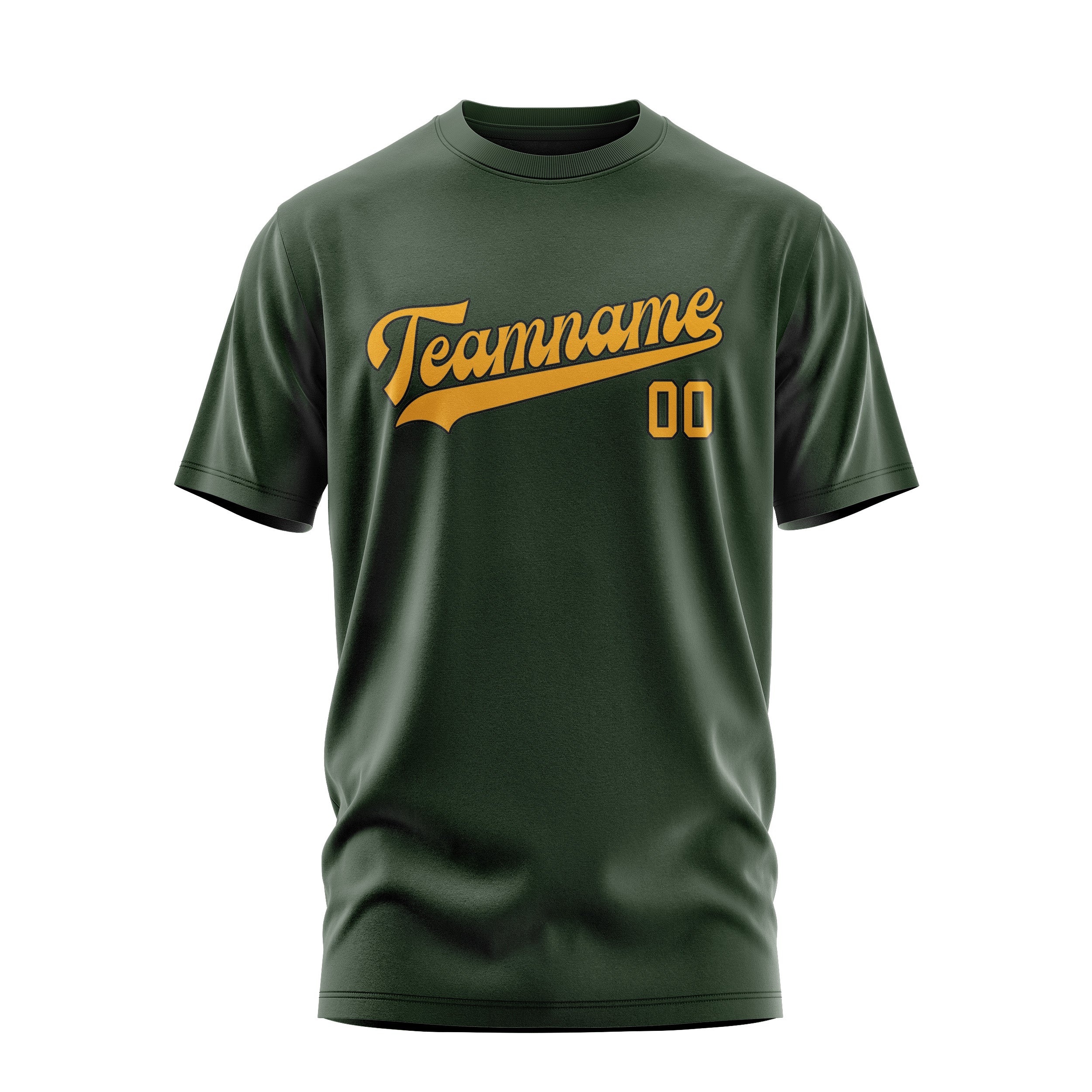Maßgeschneidertes Tannengrün Gelb T-Shirt