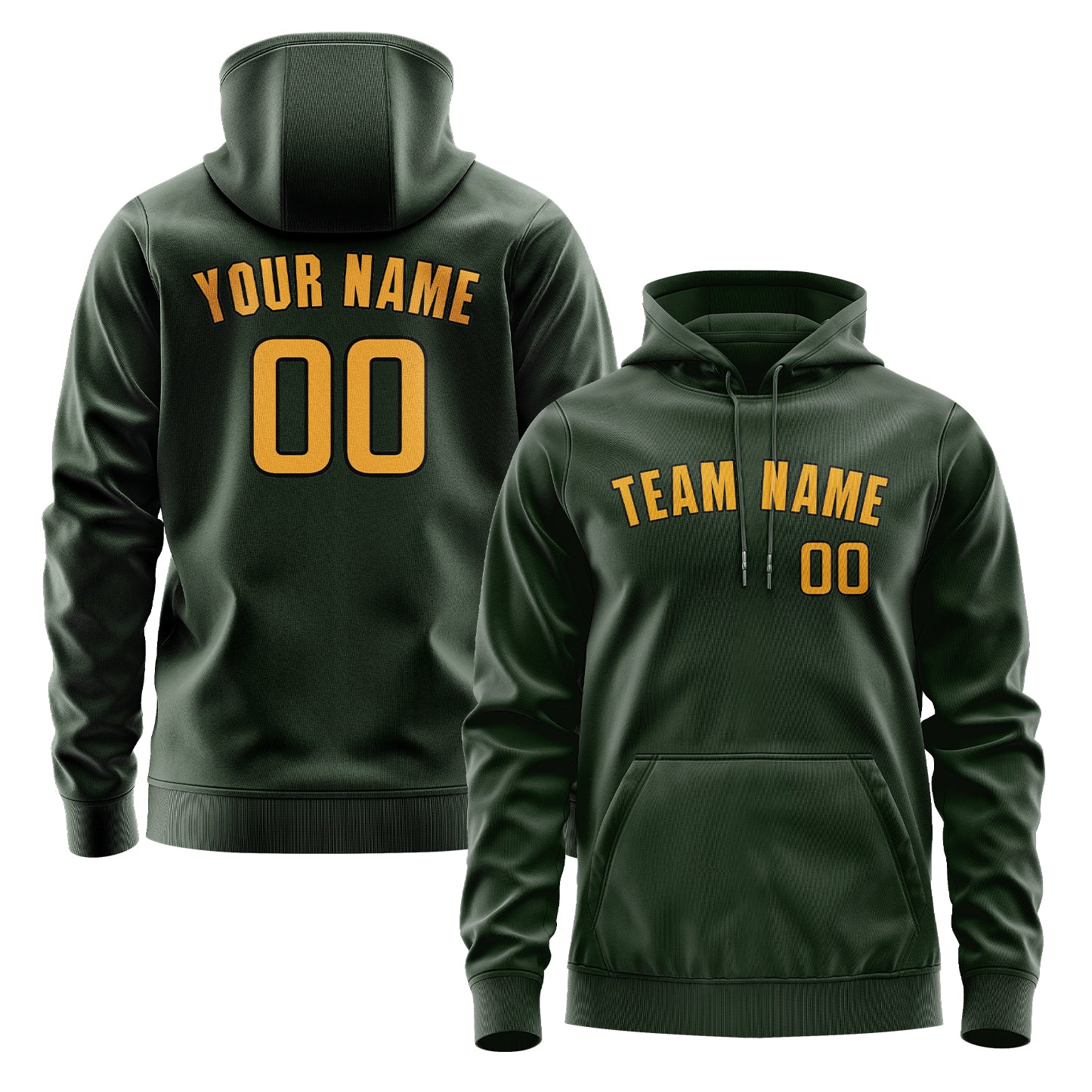 Maßgeschneidertes Tannengrün Gelb Hoodie