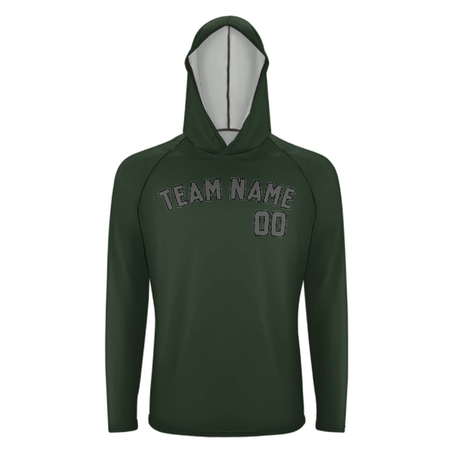 Maßgeschneidertes Tannengrün Dunkelgrau UV-Hoodie