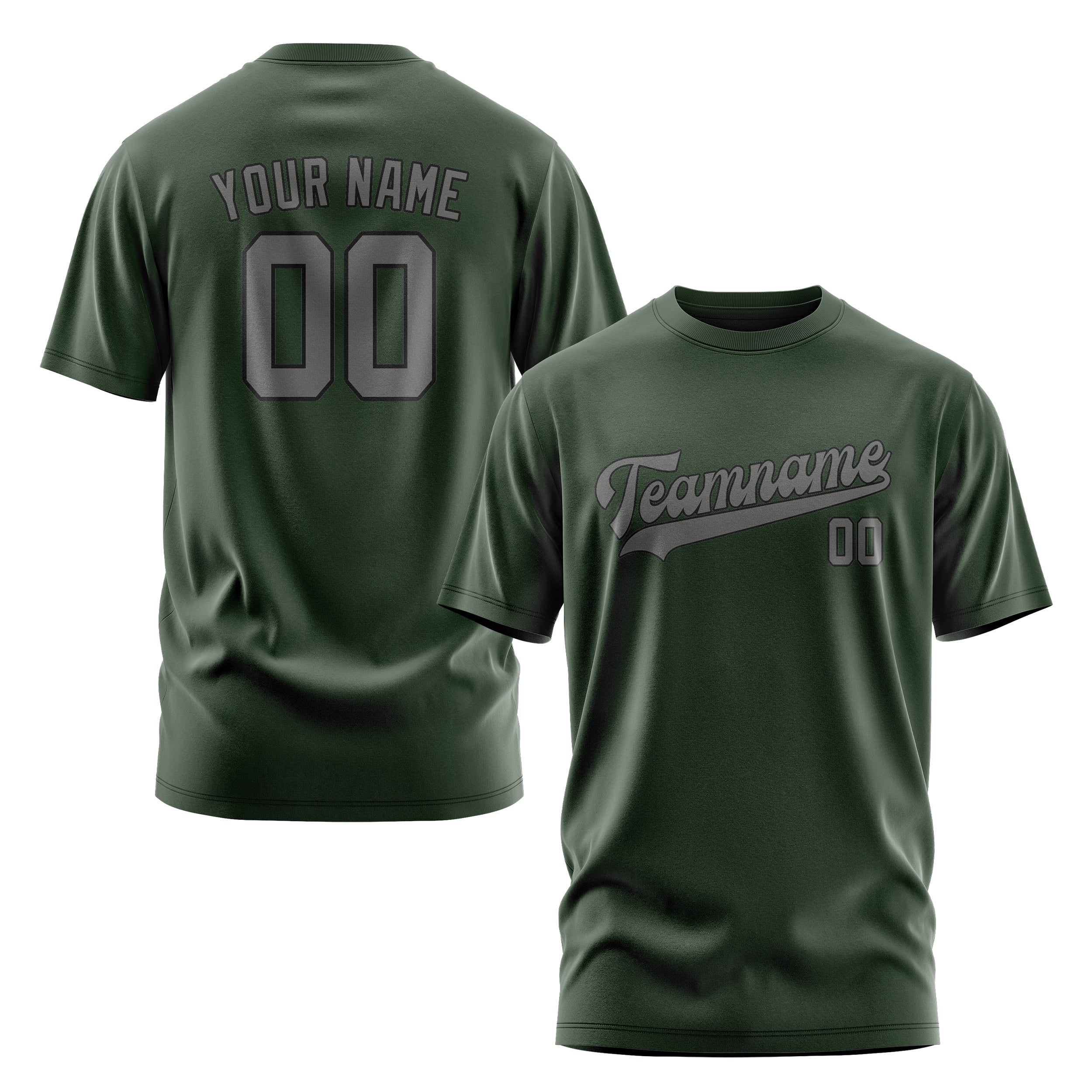 Maßgeschneidertes Tannengrün Dunkelgrau T-Shirt