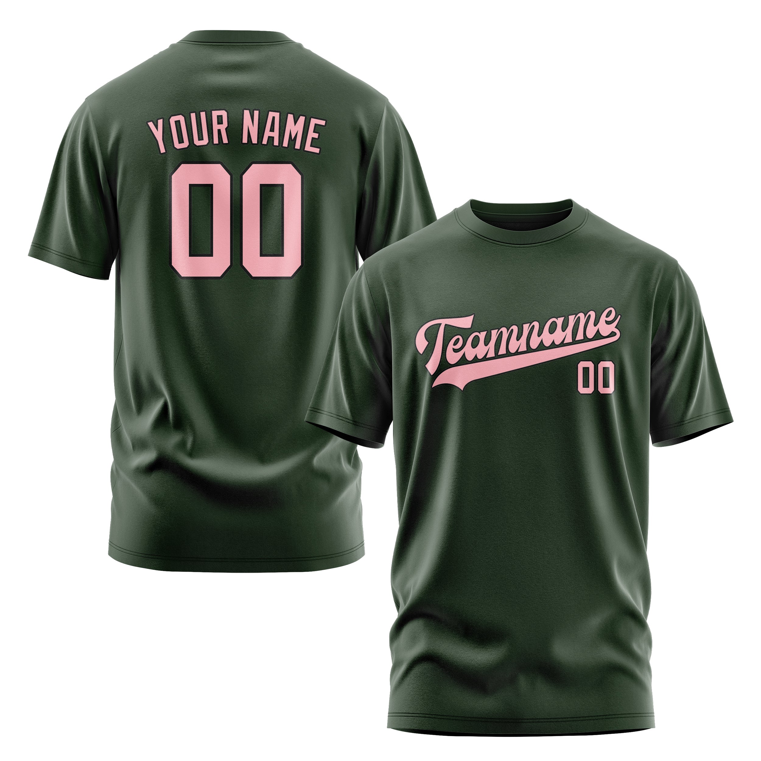 Maßgeschneidertes Tannengrün Rosa T-Shirt