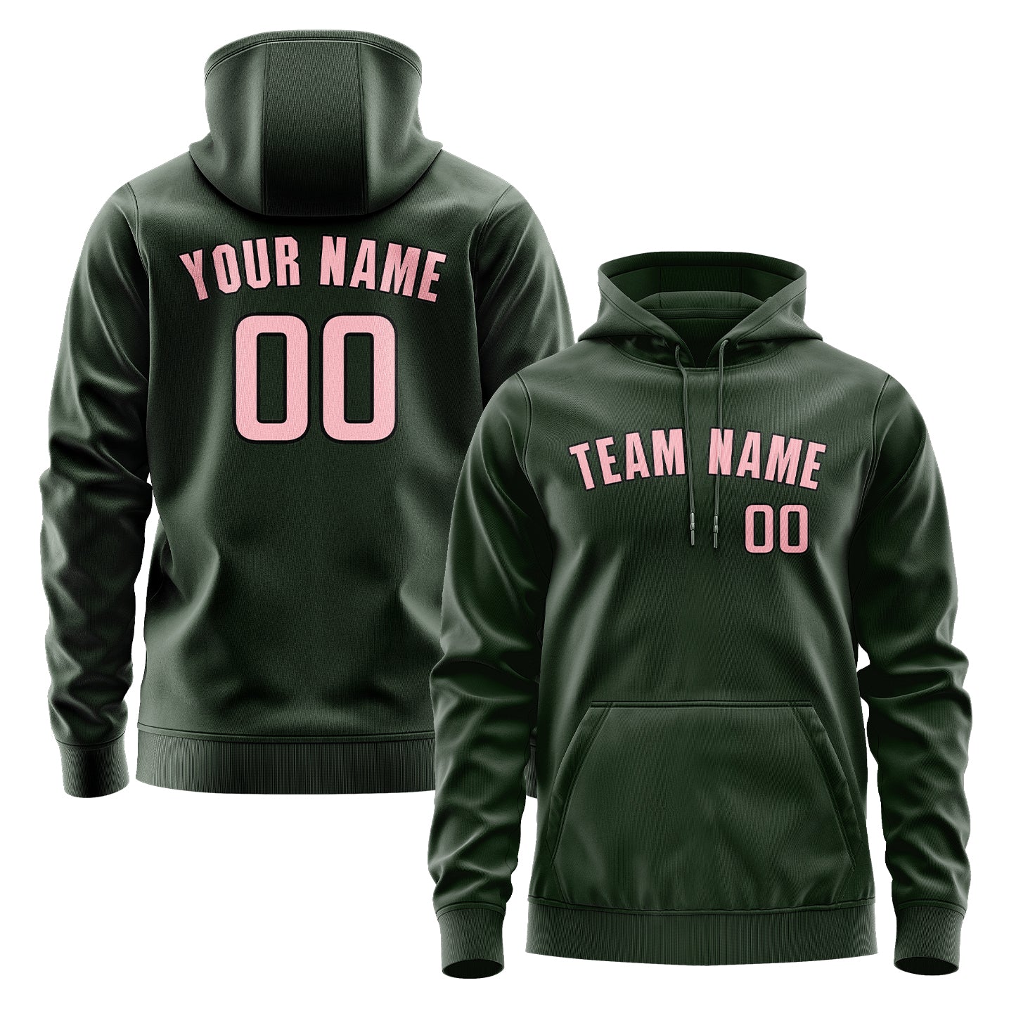 Maßgeschneidertes Tannengrün Rosa Hoodie