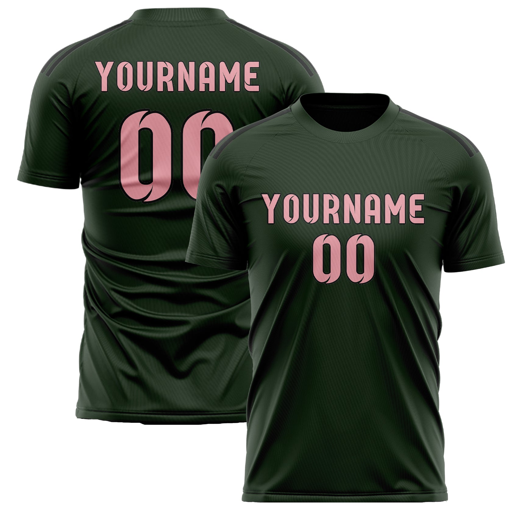 Benutzerdefiniertes Professionelles Tannengrün Rosa Fußballtrikot