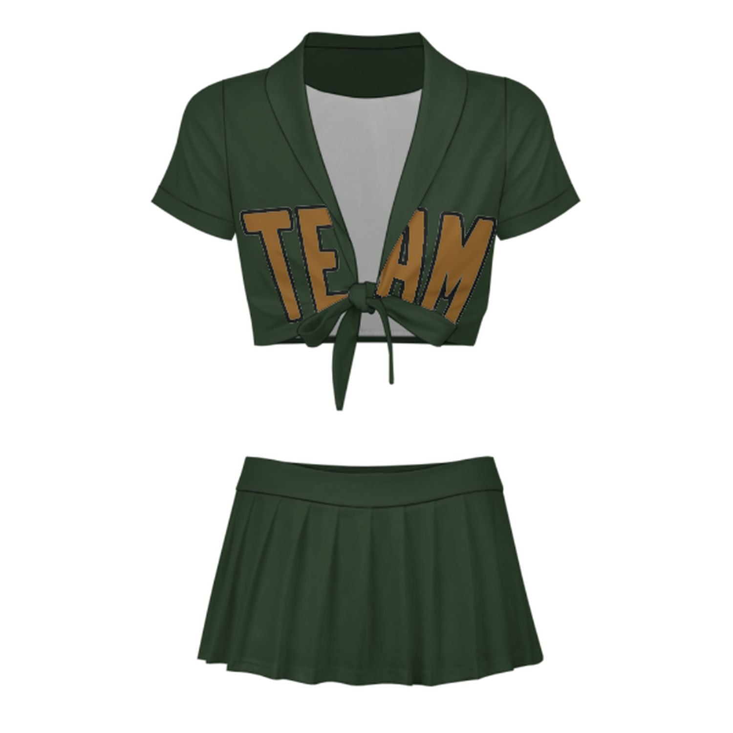 Maßgeschneidertes Tannengrün Khaki Cheerleader Outfit Set
