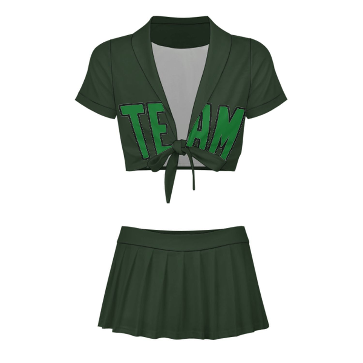 Maßgeschneidertes Tannengrün Smaragdgrün Cheerleader Outfit Set